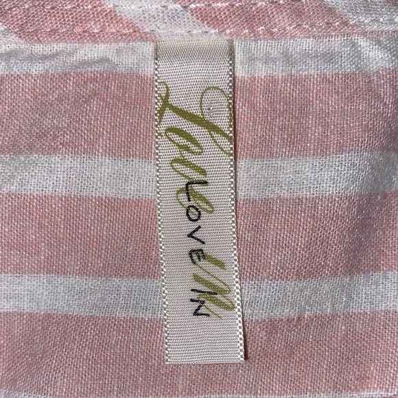 Love In women’s pink white stripe short-tail short sleeve dress Soft Girl Preppy - Picture 4 of 4